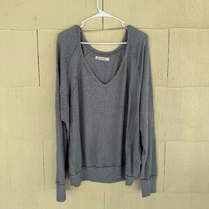 We The Free - Free People Santa Clara Oversized Thermal Long Sleeve Top - Gray